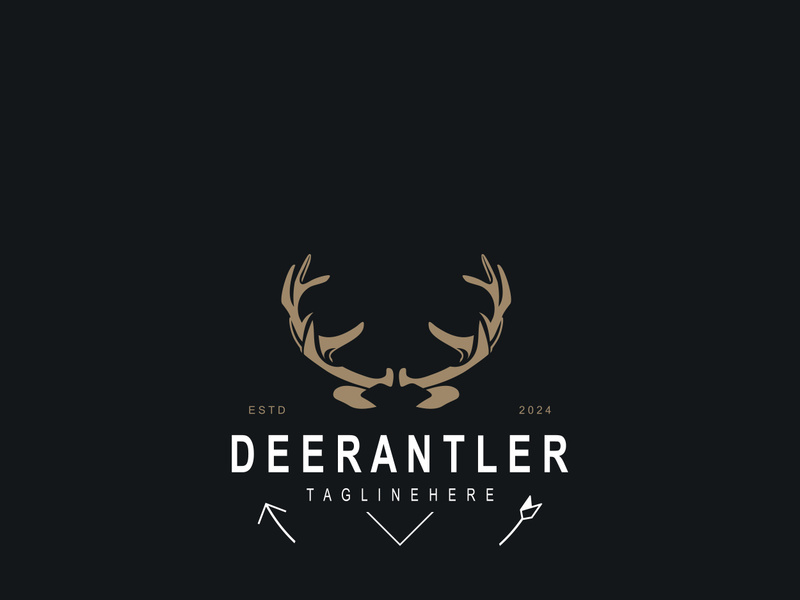 Deer antler logo for hunting and adventure community in nature simple and elegant symbol