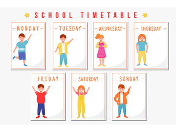 School timetable vector template preview picture