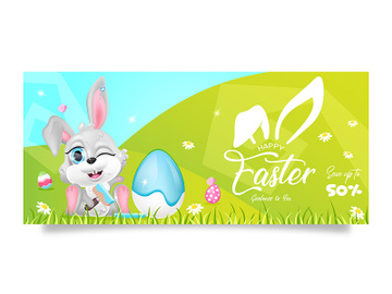 Easter sales banner flat vector template preview picture
