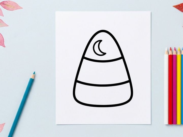 Candy corn outline icon. Simple black and white Halloween candy drawing.