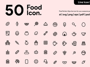50 Food Line Icon preview picture