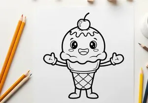 Cute ice cream character thumbs up vector illustration