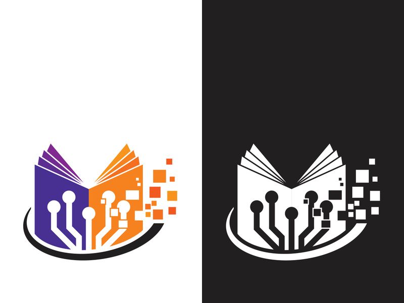 Digital book logo technology vector icon design