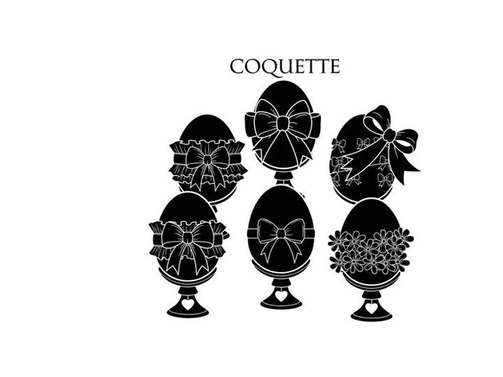 Elegant easter egg silhouette designs with ribbons and florals