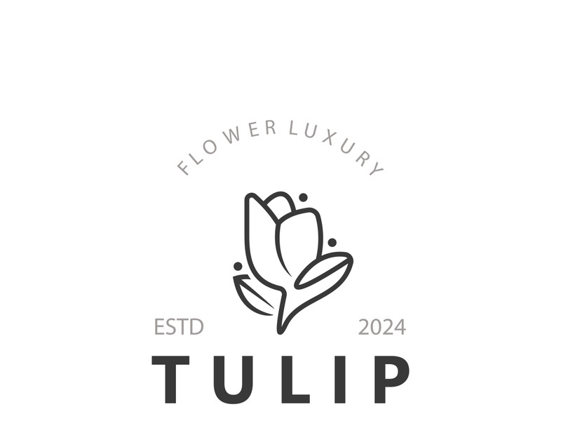 Tulip Flower bud logo with leaves design, suitable for fashion, beauty spa and boutique emblem business