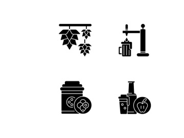 Beer drink black glyph icons set on white space preview picture