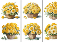 Watercolor Flower Basket Design