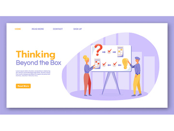 Thinking beyond the box landing page vector template preview picture
