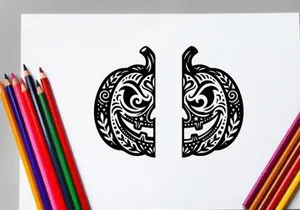 Intricate Halloween Pumpkin Carving with Tribal Design