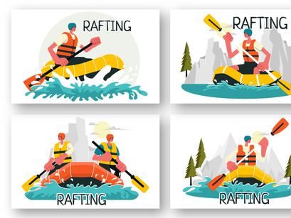 9 Rafting Sports Illustration