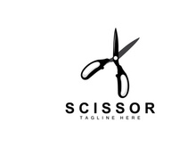 Scissors Logo Design, Barbershop Shaver Vector, Babershop Scissors Brand Illustration