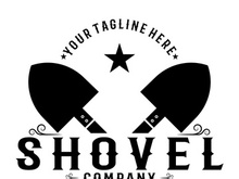 Shovel logo for agriculture, excavation,building, mining foundation. gardening vector set design with leaves