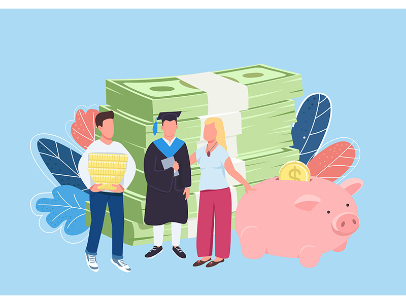 Parents savings for child education flat concept vector illustration