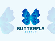 Butterfly Logo Design Beautiful Flying Animal, Company Brand Icon Illustration
