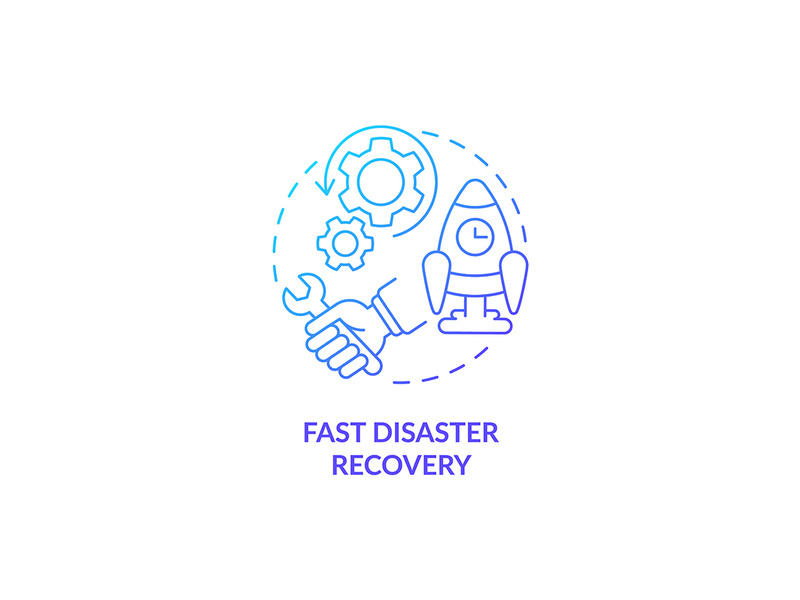 Fast disaster recovery blue gradient concept icon