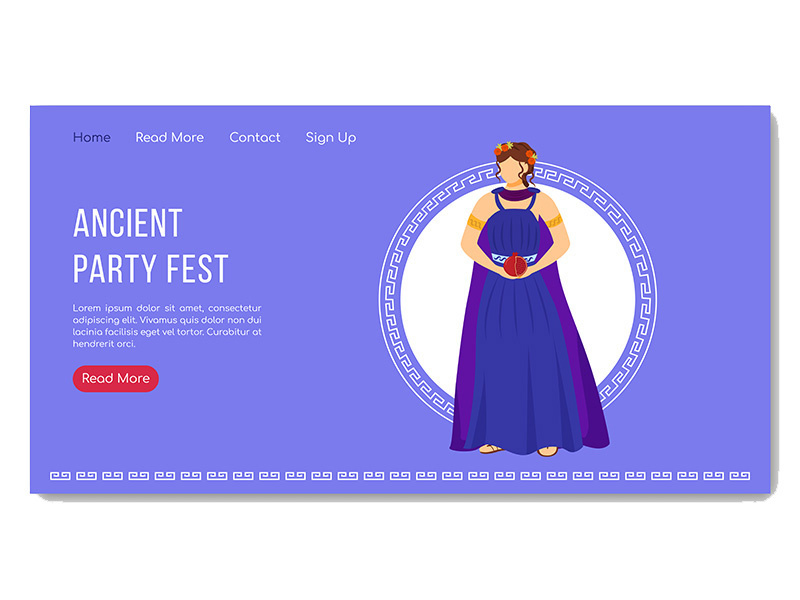 Ancient party fest landing page vector template
