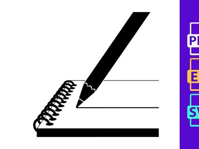 Black Pencil Writing on a Spiral Notebook, Illustrating Note-Taking, Creativity, Education, and Writing Process. Clean Vector Illustration.