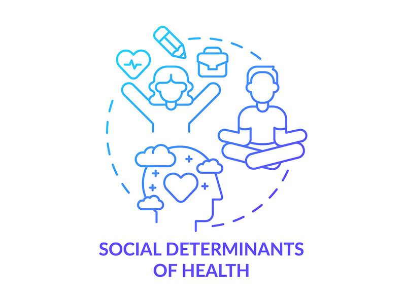 Social determinants of health blue gradient concept icon