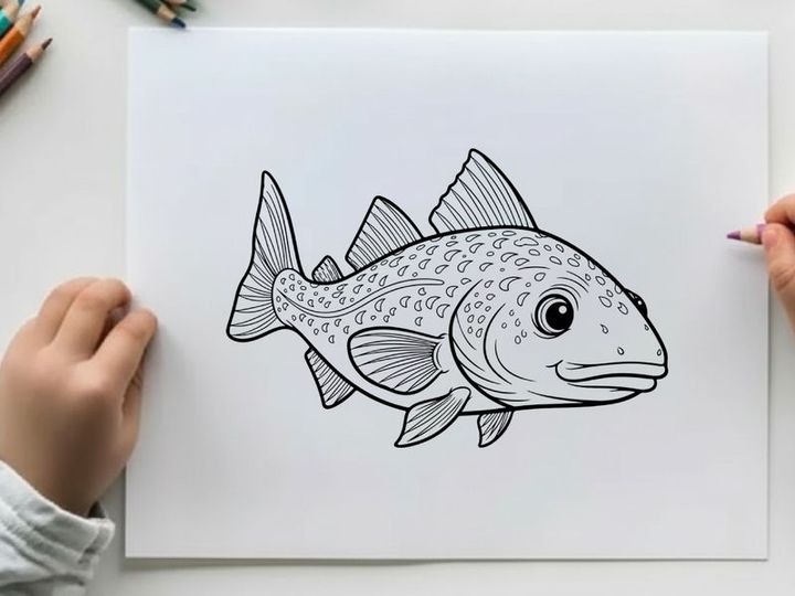 Striped bass fish swimming vector illustration flat design