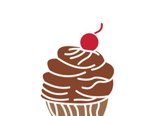 Sweet cake template logo design vector illustration of silhouette with cherries