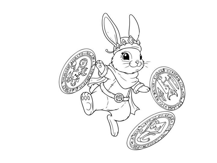 Lucky rabbit with coins vector illustration flat design