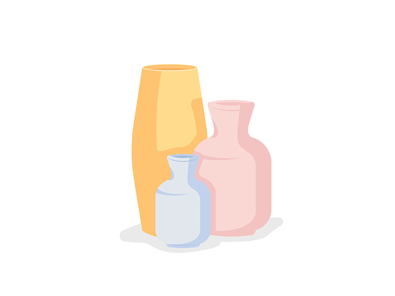 Handmade pottery vases semi flat color vector object