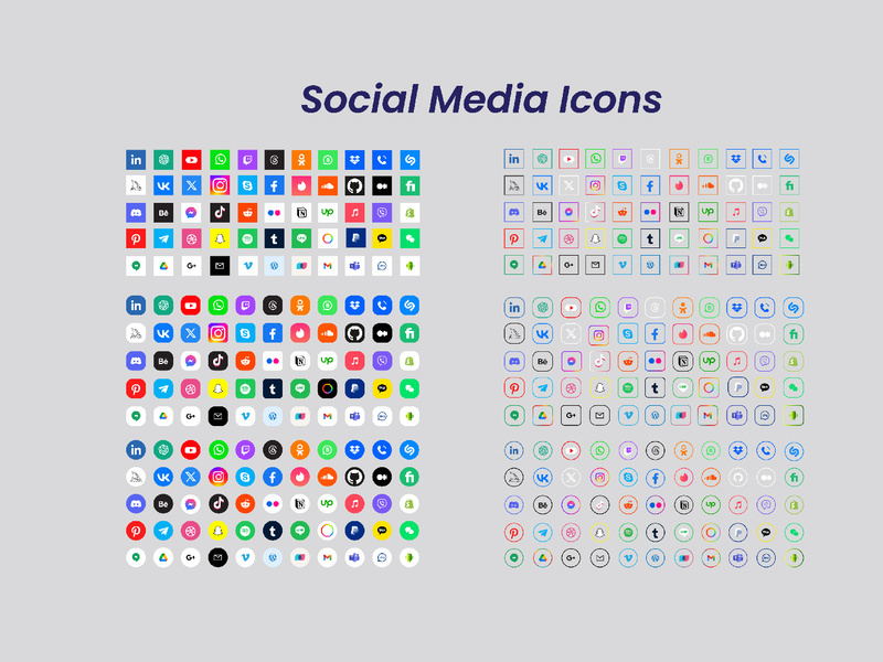 Popular social media logo icons