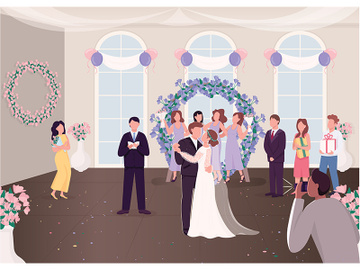 Wedding ceremony celebration flat color vector illustration preview picture