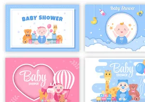 25 Baby Shower Little Boy or Girl Illustration