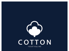 Soft natural organic cotton flower plant logo for cotton plantations, industries,business,textile,clothing and beauty,vector