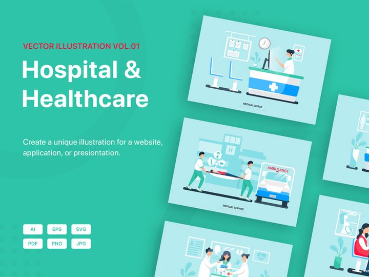 Hospital and Healthcare Vector Scenes_Vol 01