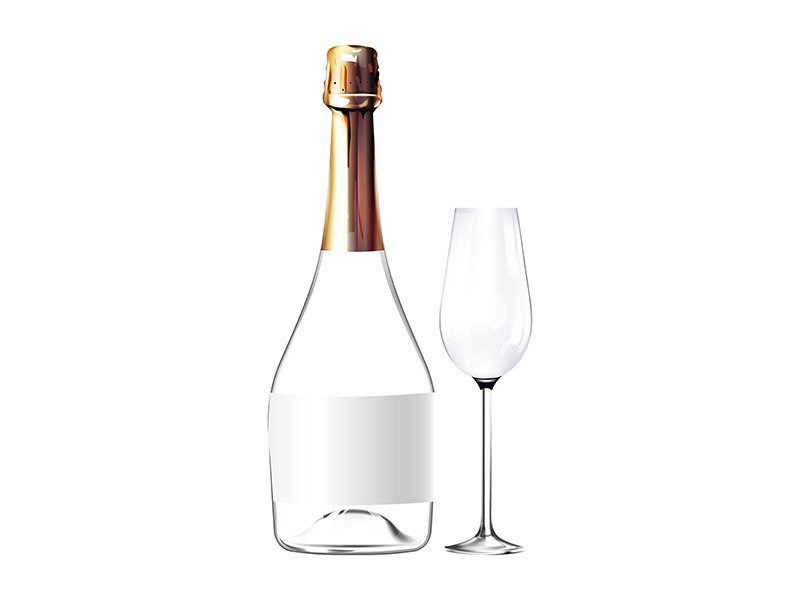Empty wine bottle realistic product vector design