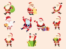 Santa claus, gift character illustration, merry christmas holiday cartoon