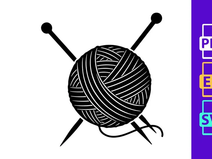 Ball of Yarn with Knitting Needles, Craft Supply Icon