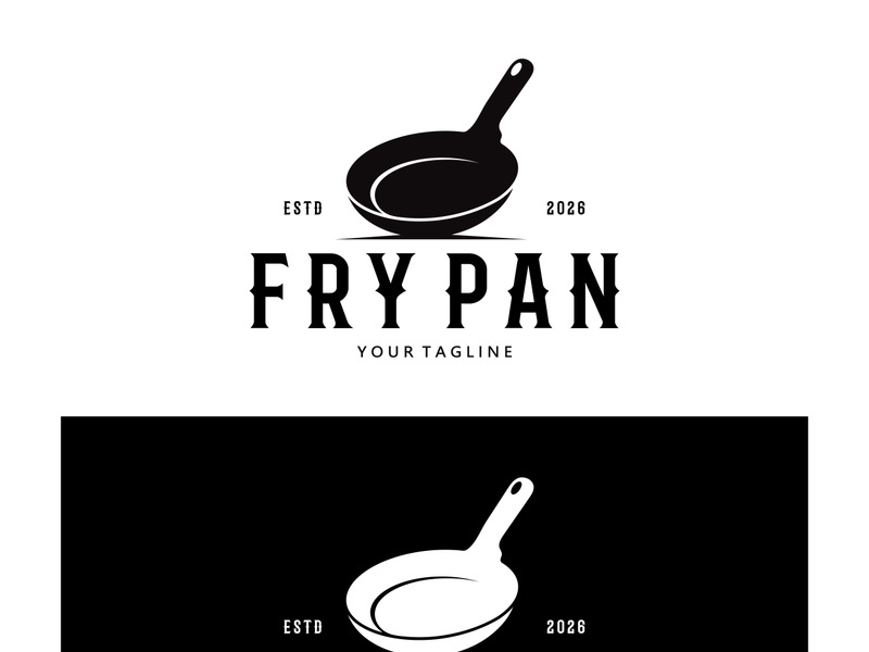 frying pan and spatula logo, kitchen cooking equipment, for business, company, restaurant