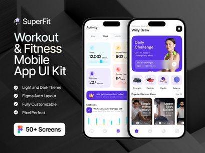SuperFit - Workout & Fitness Mobile App UI Kit