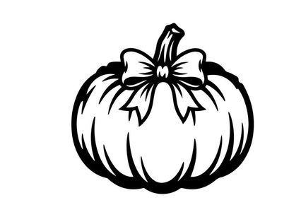 Black and White Pumpkin Illustration for Fall or Halloween Decor