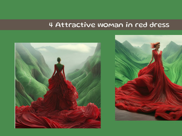 Attractive woman in red dress preview picture