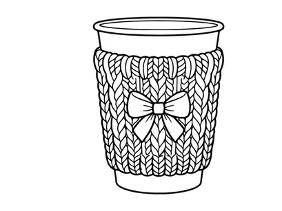 Hand-drawn knitted jar cozy with snowflake pattern for festive Christmas gift wrapping and decor