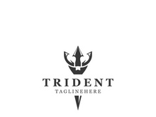 Trident Poseidon Logo, Spear Simple Vintage Template Design