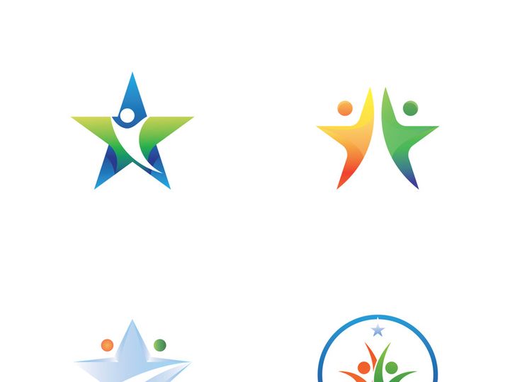 Logo design of people with stars to achieve success.