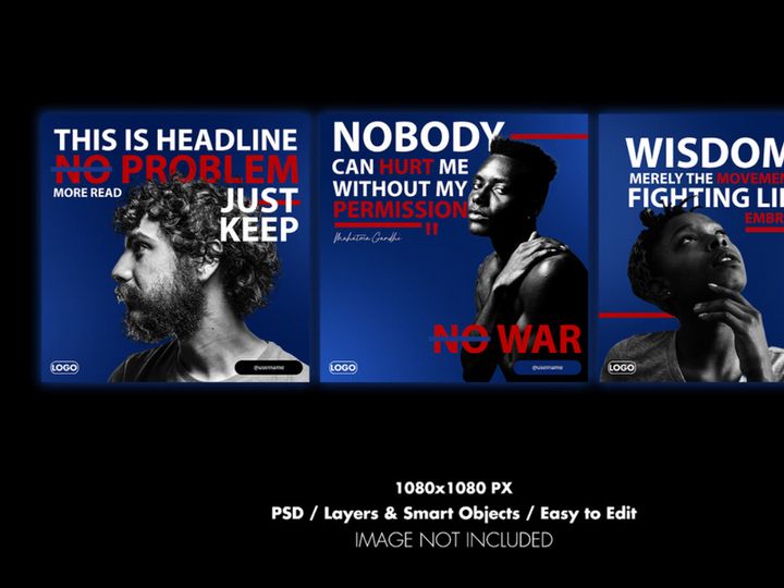 Navy Blue Portrait Instagram PSD Template