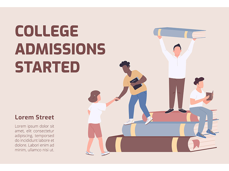College admissions started banner flat vector template