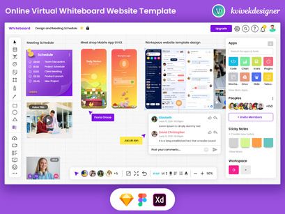 Online Virtual Whiteboard Website Template Mockup Design