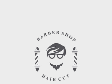 Barber shop logo with cool hair and shaving styles for product, business and shop template preview picture