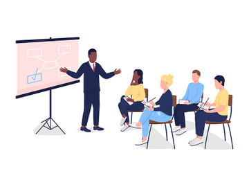 People at business seminar flat color vector faceless characters preview picture