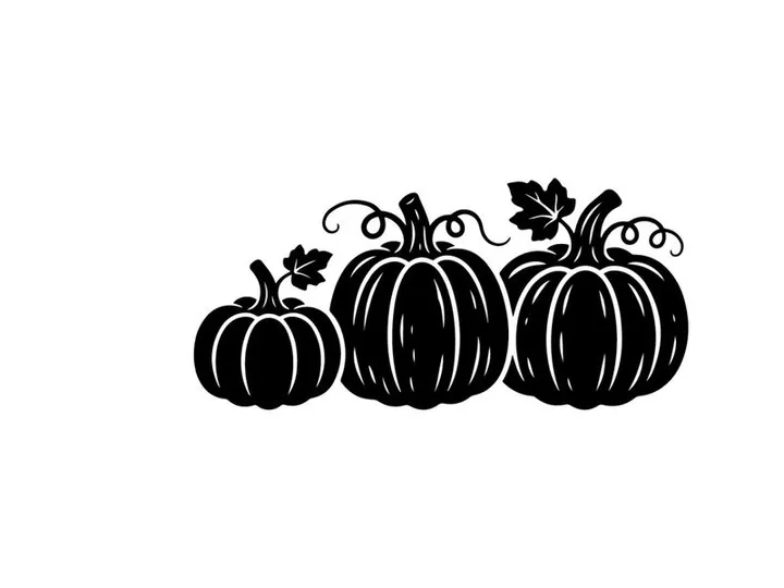 Stylized Halloween Pumpkin Illustration with Leaves and Vines