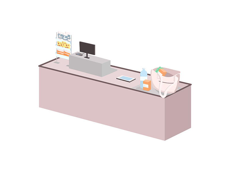 Cashier desk flat color vector object