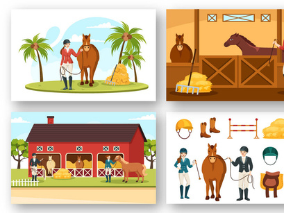 13 Equestrian Sport Horse Trainer Illustration