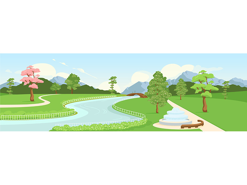 Botanical garden flat color vector illustration